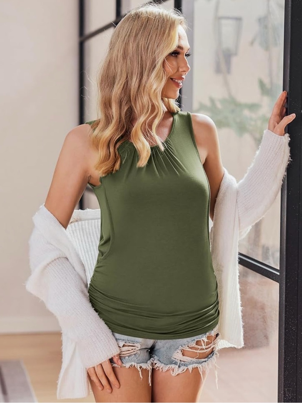 Ekouaer Womens Nursing Maternity  Tank Top L